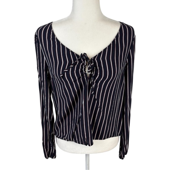 Hollister Tops - Hollister Co Navy Blue Striped Blouse Size M